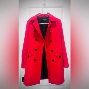 ❤️ Brooks Brothers Red Wool Trench Coat – Size Small – 100% Wool